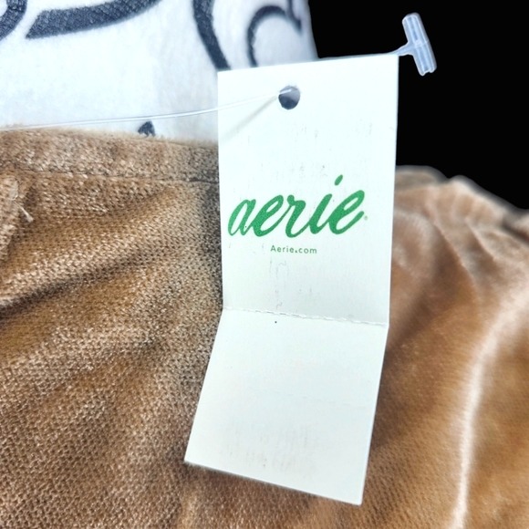 🆕️ AERIE Beige-Gold Crushed Velour Cropped Top- XSmall - Picture 4 of 5